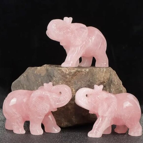 Rose Quartz Elephant Statue - Picture 3 of 3